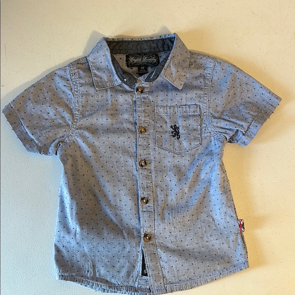 Blue Kids Shirt with Embroidered Logo